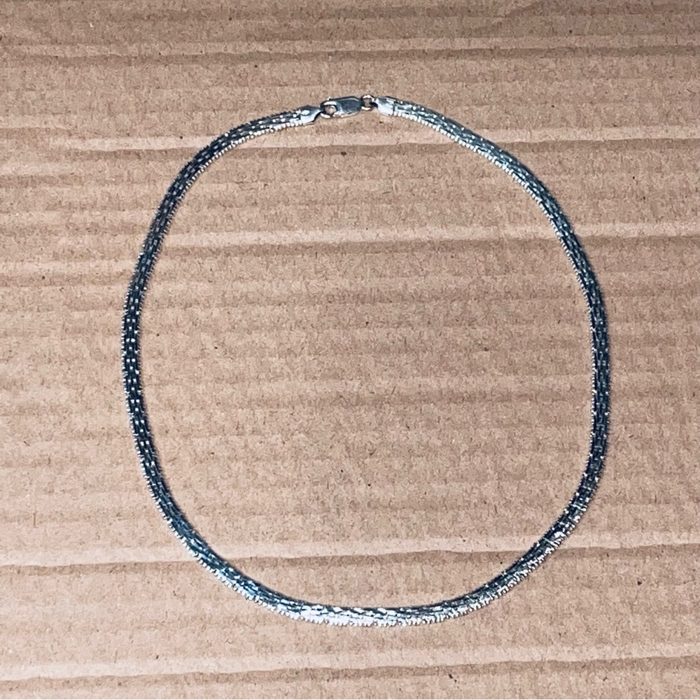 Sterling Silver Solid Chocker Chain 17” 925 Italy… - image 6